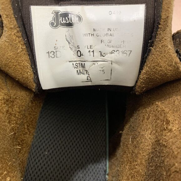 Justin J-Max Steel Toe Work Boots 13D Brown Waterproof Lace Up USA main image 12